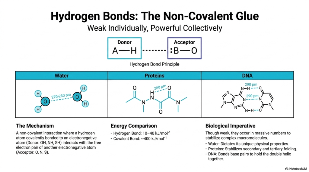 Hydrogen Bonds: The Non-Covalent Glue of Biology