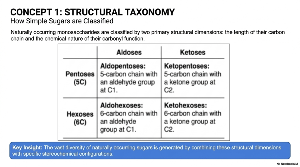 Slide 2: Structural Taxonomy in Monosaccharides and Disaccharides