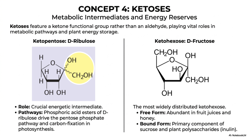 Slide 5: Ketoses as Metabolic Reserves in Monosaccharides and Disaccharides
