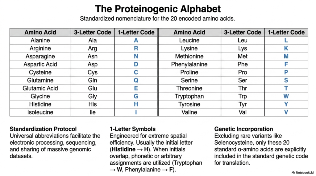 Proteinogenic Alphabet of Amino Acid Chemistry