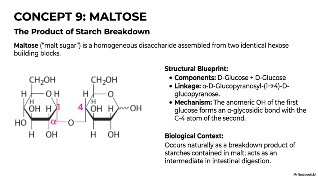Slide 10: Maltose and Starch Breakdown in Monosaccharides and Disaccharides