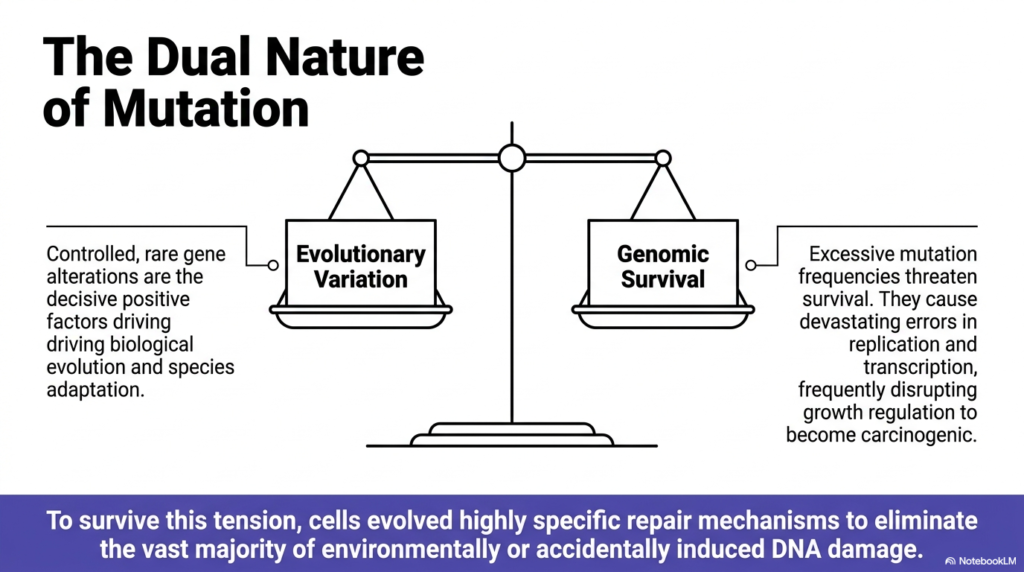 Slide 2: DNA Mutation and Repair: Balancing Evolution and Genomic Survival