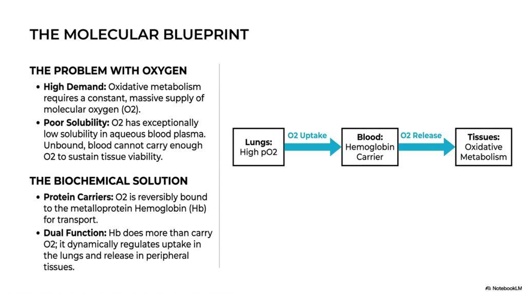 Slide 2: The Molecular Blueprint of Hemoglobin Oxygen Transport