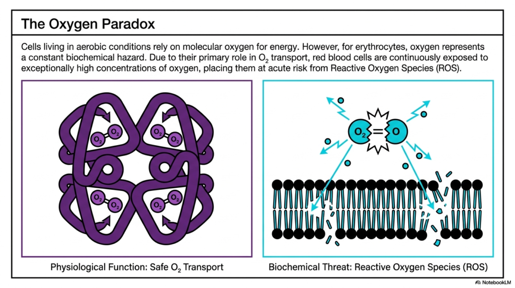 Slide 2: Erythrocyte Metabolism: Pathways and Oxidative Protection - The Oxygen Paradox: Balancing Life and Toxicity
