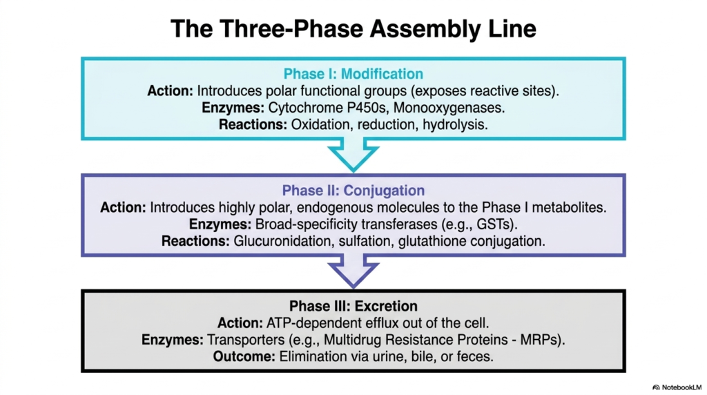 Slide 3: Xenobiotic Metabolism: The Three-Phase Assembly Line