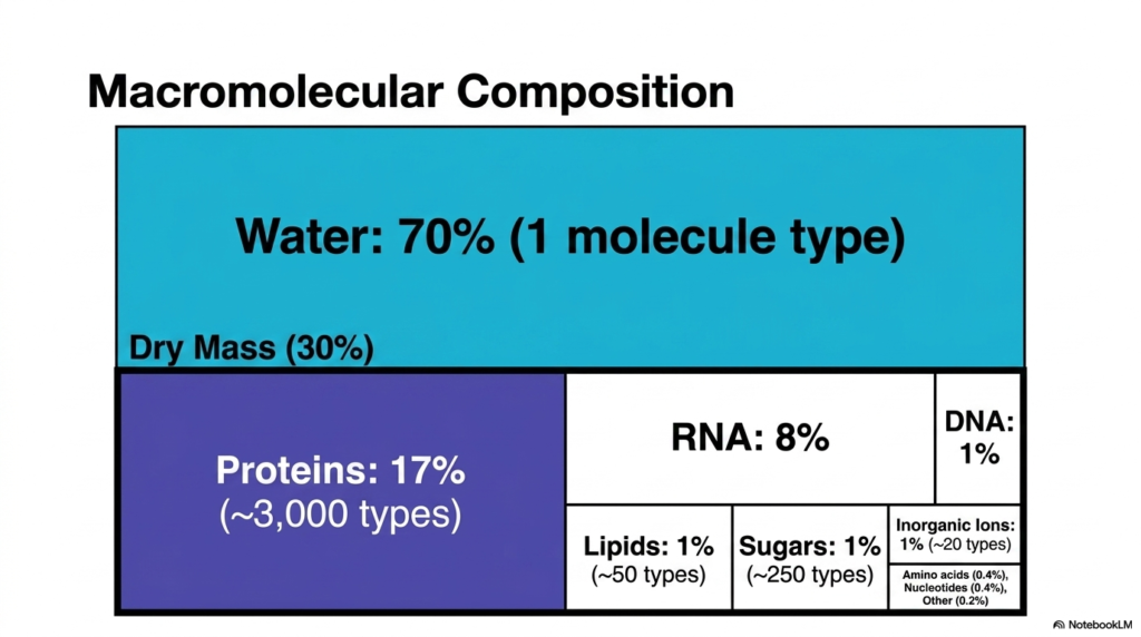 Slide 3: Bacterial Cell Structure: Macromolecular Composition - How Cells Balance Water and Dry Mass