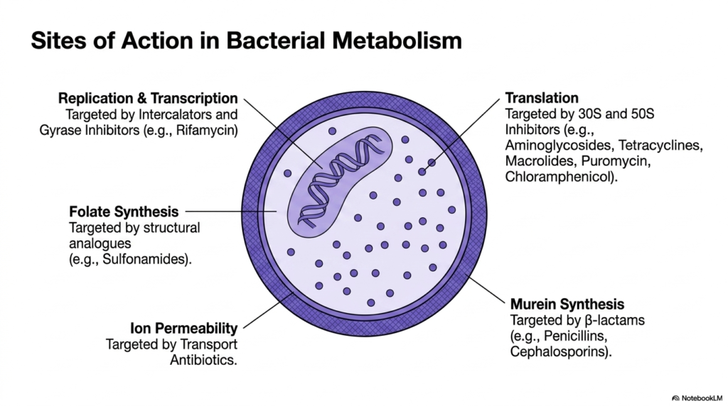 Slide 3: Antibiotics Mechanism of Action: Targeting Bacterial Metabolism
