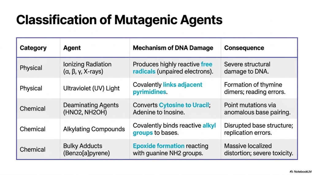 Slide 3: DNA Mutation and Repair: Categorizing Physical and Chemical Threats