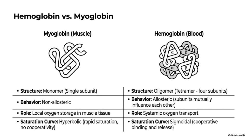 Slide 3: Myoglobin vs. Hemoglobin Oxygen Transport
