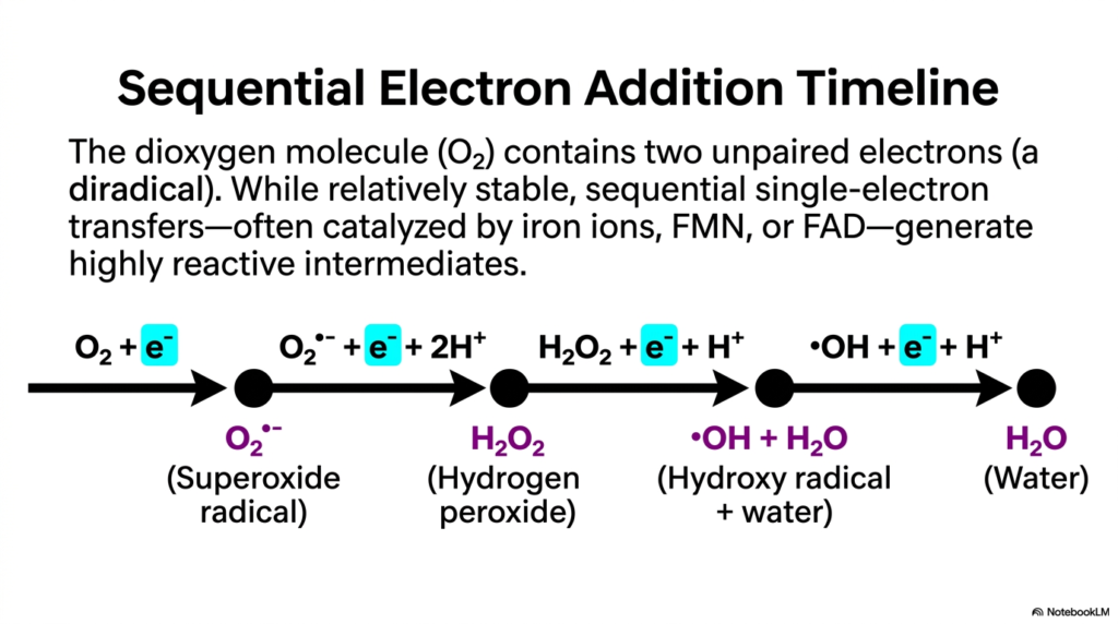 Slide 3: Erythrocyte Metabolism: Pathways and Oxidative Protection - Sequential Electron Addition: The Path to Danger