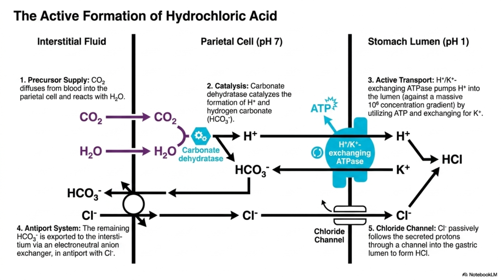 Slide 4: The Energetics of Digestive Processes: Active Formation of Hydrochloric Acid