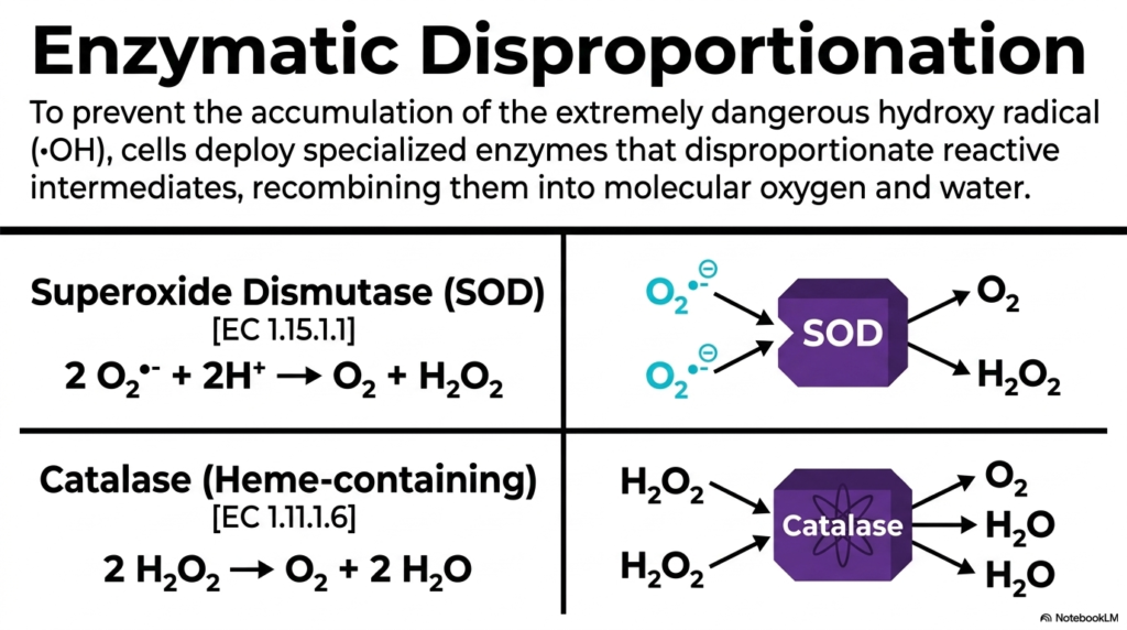 Slide 4: Erythrocyte Metabolism: Pathways and Oxidative Protection - Enzymatic Disproportionation: Neutralizing Reactive Intermediates