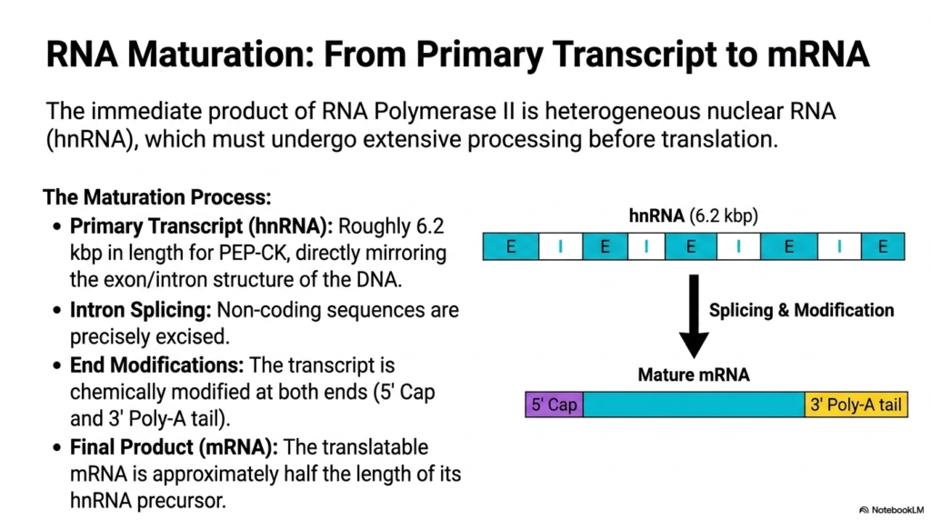 Slide 5: Maturation Post-Eukaryotic Transcription: Crafting the Messenger RNA