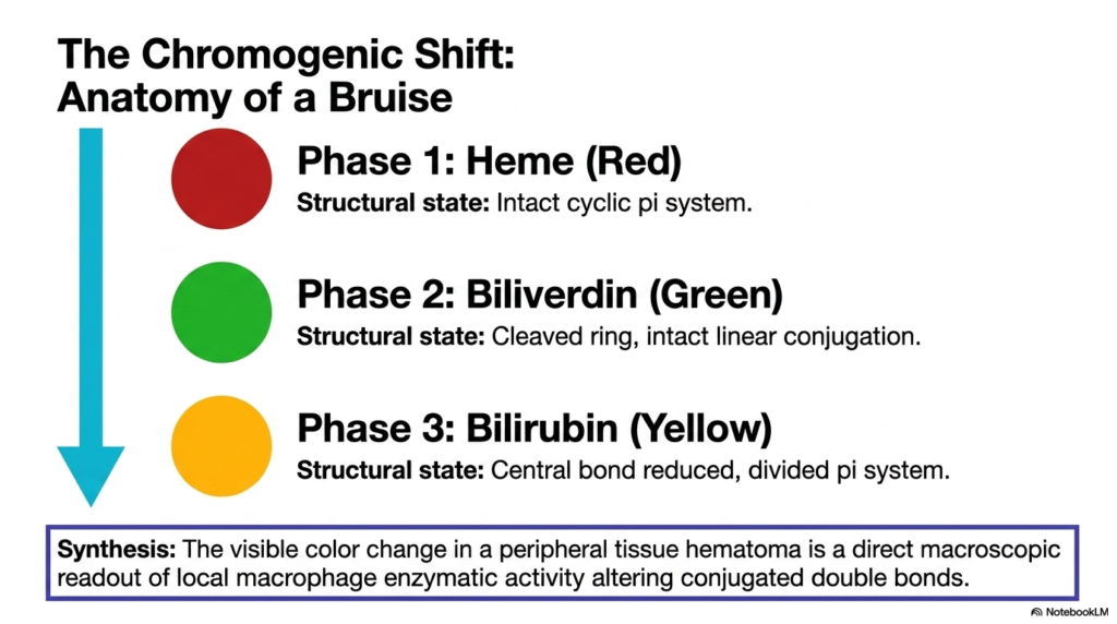 Slide 7: The Visual Proof of Heme Degradation: The Anatomy of a Bruise
