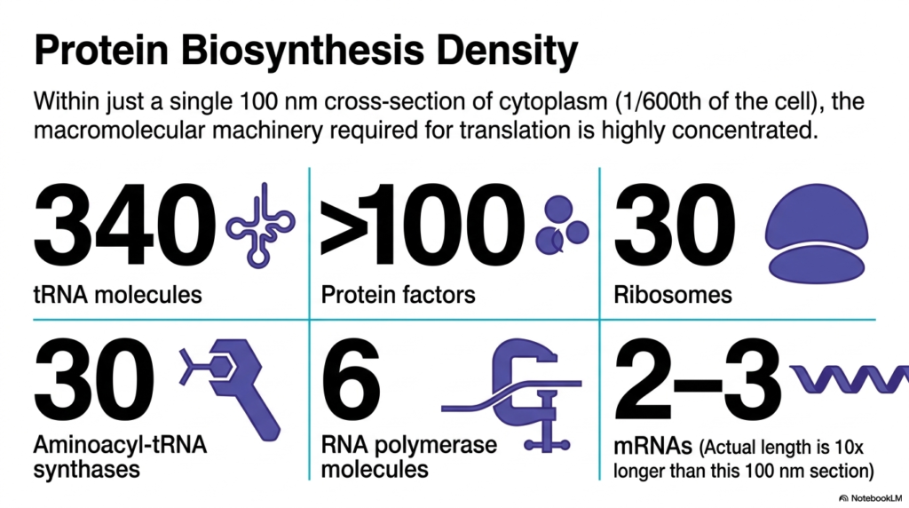 Slide 7: Bacterial Cell Structure: Biosynthesis Density - How Translation Machinery Packs the Cytoplasm
