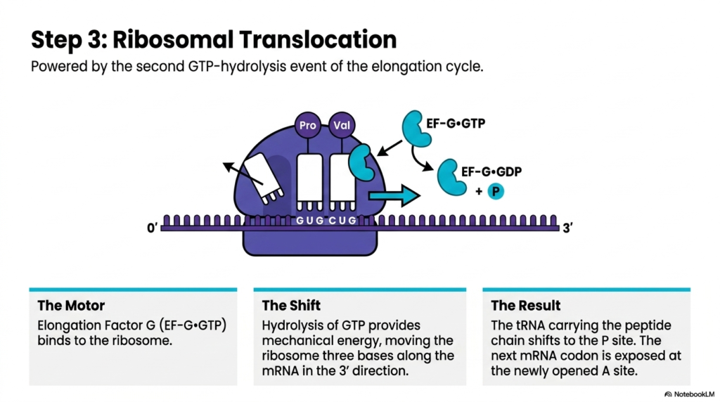 Slide 7: Translation Elongation and Termination: Ribosomal Translocation Mechanics
