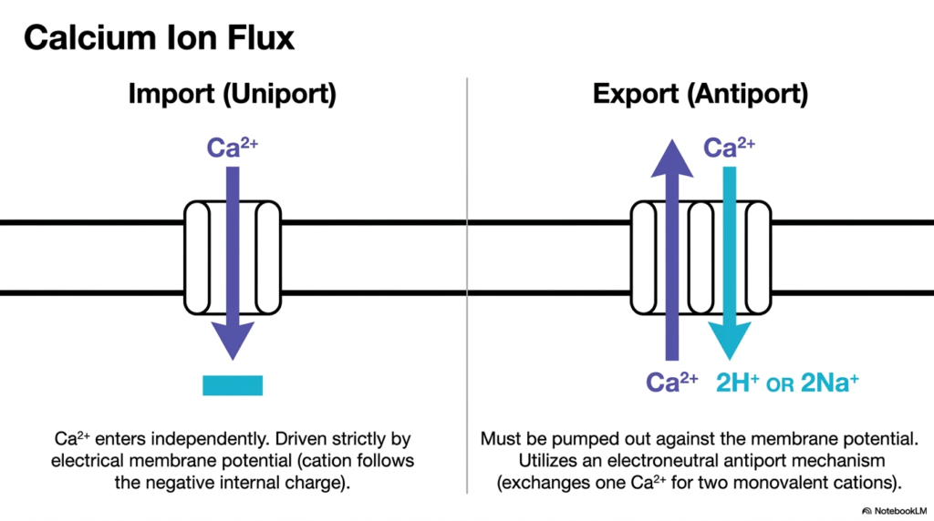 Slide 8: Managing Calcium Ion Flux with Mitochondrial Transport Systems