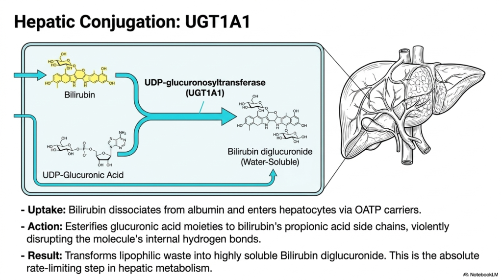 Slide 9: Hepatic Conjugation in Heme Degradation: Unlocking Water Solubility