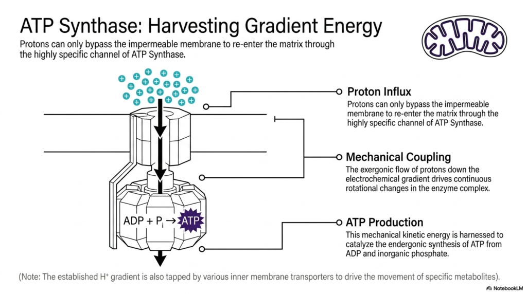 Slide 9: Harvesting Gradient Energy via ATP Synthase in Mitochondria