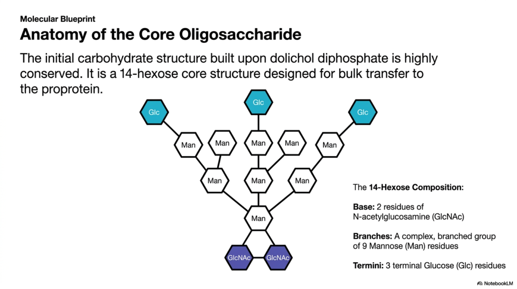 Slide 9: The Blueprint of Protein Synthesis: Anatomy of the Core Oligosaccharide