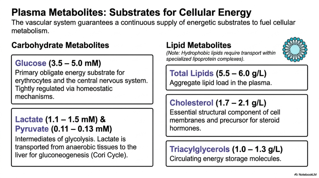 Slide 9: Human Blood Composition - Plasma Metabolites: Substrates for Cellular Energy