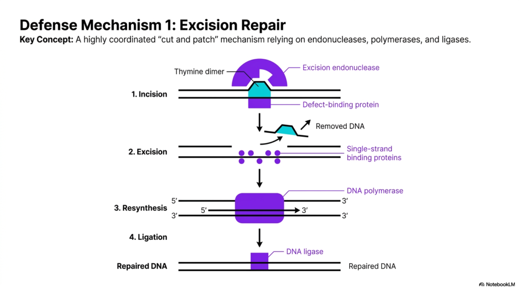 Slide 10: DNA Mutation and Repair: Defense Mechanism 1 - Excision Repair