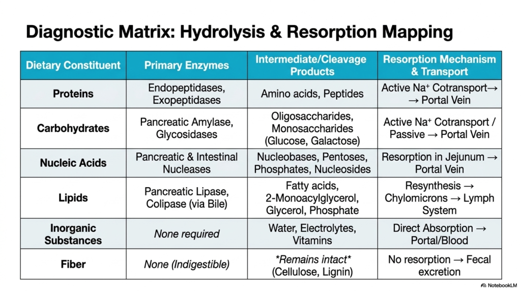 Slide 10: Diagnostic Matrix for Digestion and Resorption