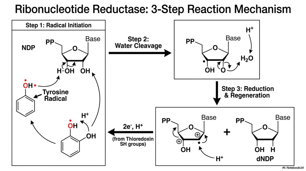 The Mechanism of Ribonucleotide Reductase in Nucleotide Biosynthesis