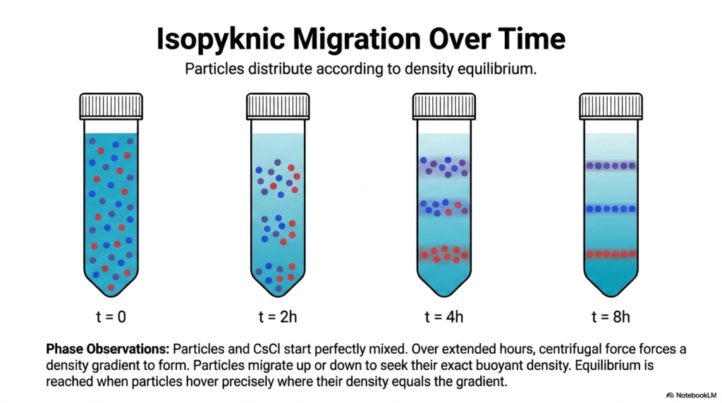 Slide 11: Isopyknic Migration Over Time in Centrifugation Analysis