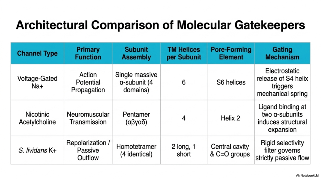 Slide 11: Architectural Comparison of Membrane Ion Channels