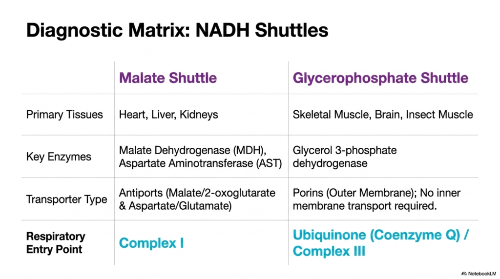 Slide 13: Diagnostic Matrix for Mitochondrial Transport Systems