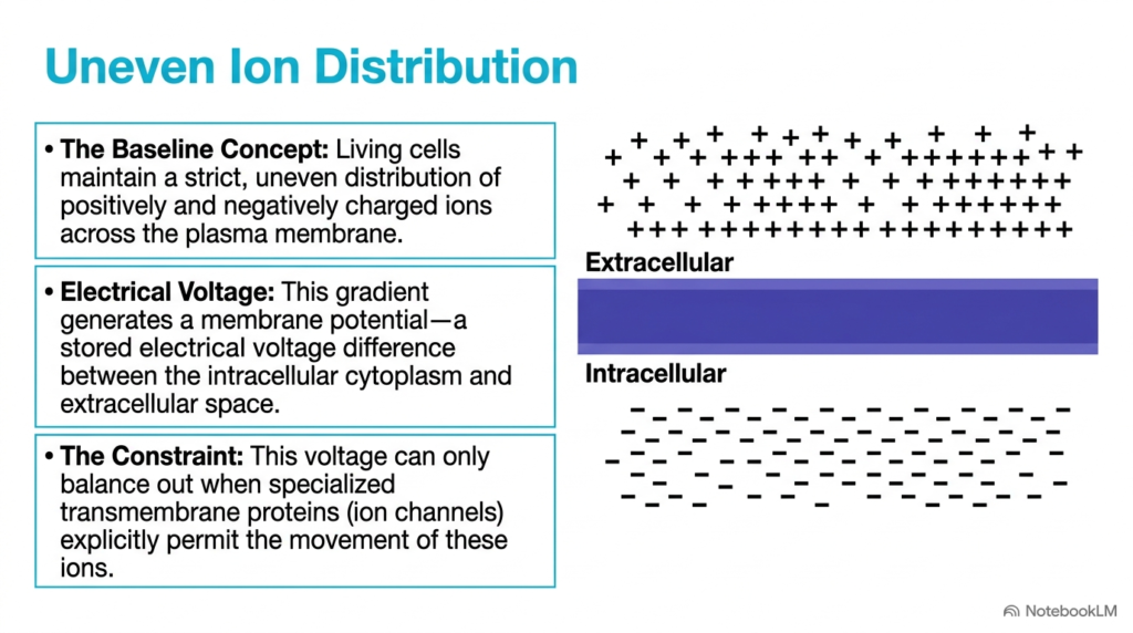 Slide 02: Uneven Ion Distribution in Resting and Action Potentials