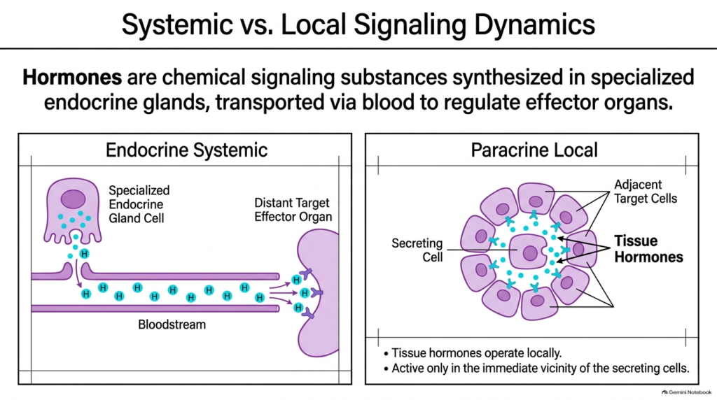 Slide 2: Systemic vs. Local Signaling Dynamics in the Biochemistry of Hormones