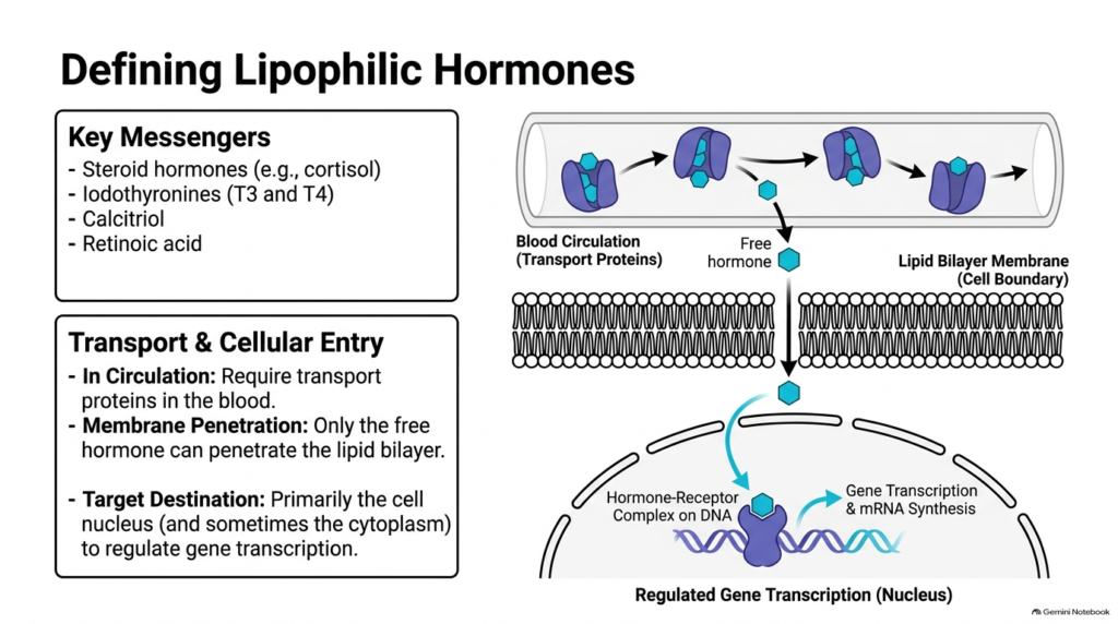 Slide 2: Lipophilic Hormones Mechanism of Action — Defining Key Messengers