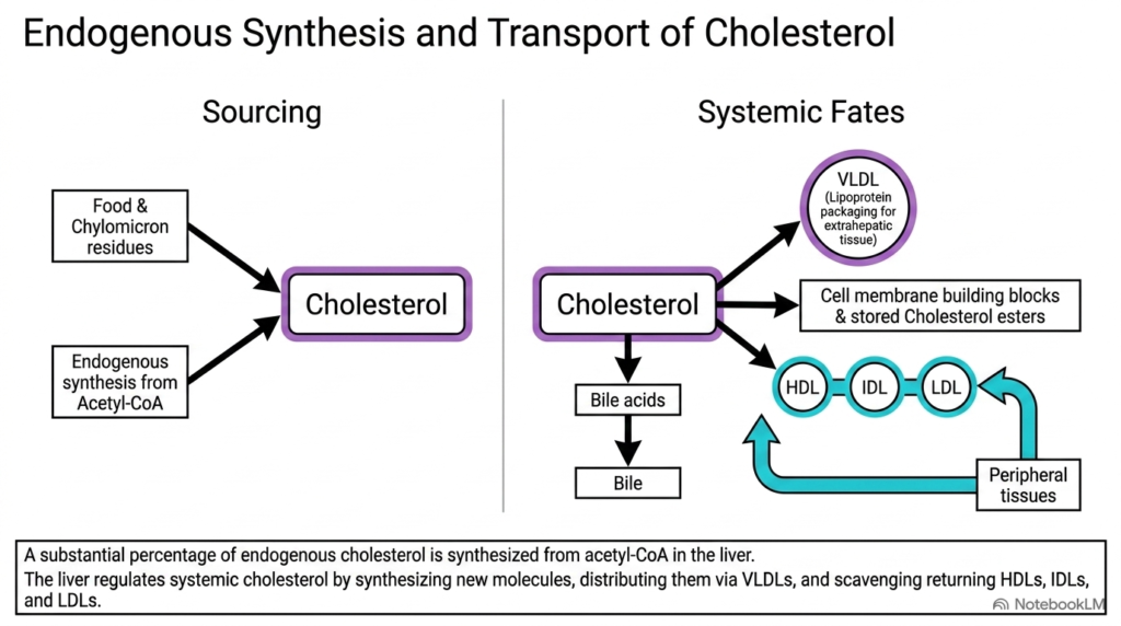 Slide 3: Endogenous Cholesterol Synthesis and Transport in Hepatic Lipid Metabolism