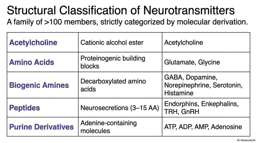 Slide 3: Structural Classification of Neurotransmitters