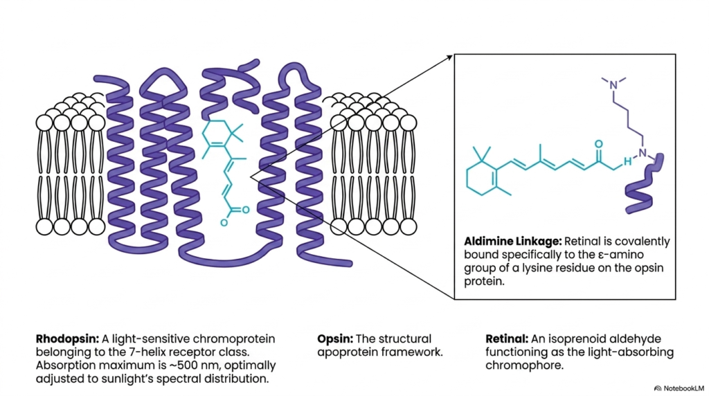 Slide 03: Biochemistry of Vision - Rhodopsin Architecture and Chromophore Binding
