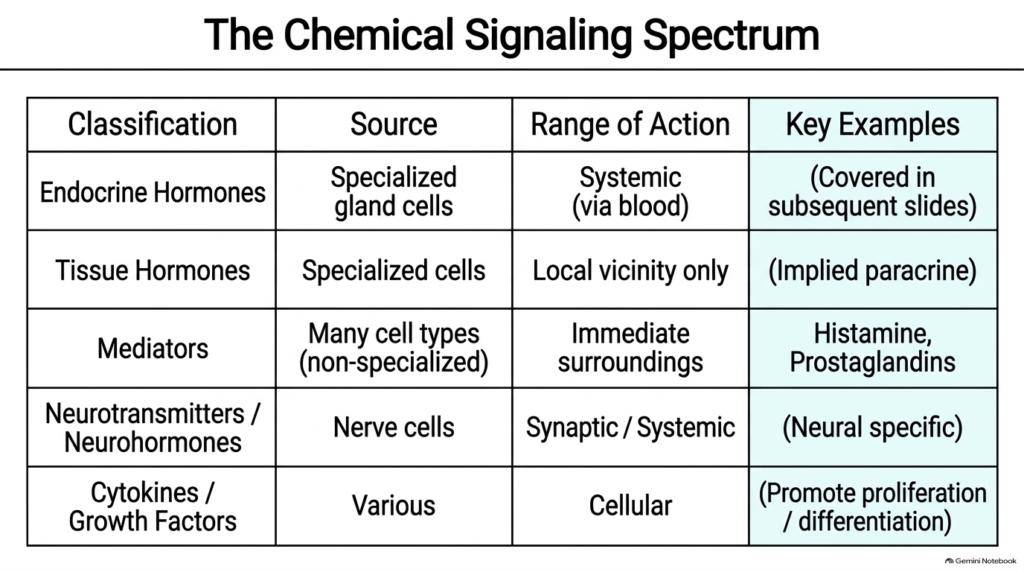 Slide 3: The Chemical Signaling Spectrum in the Biochemistry of Hormones