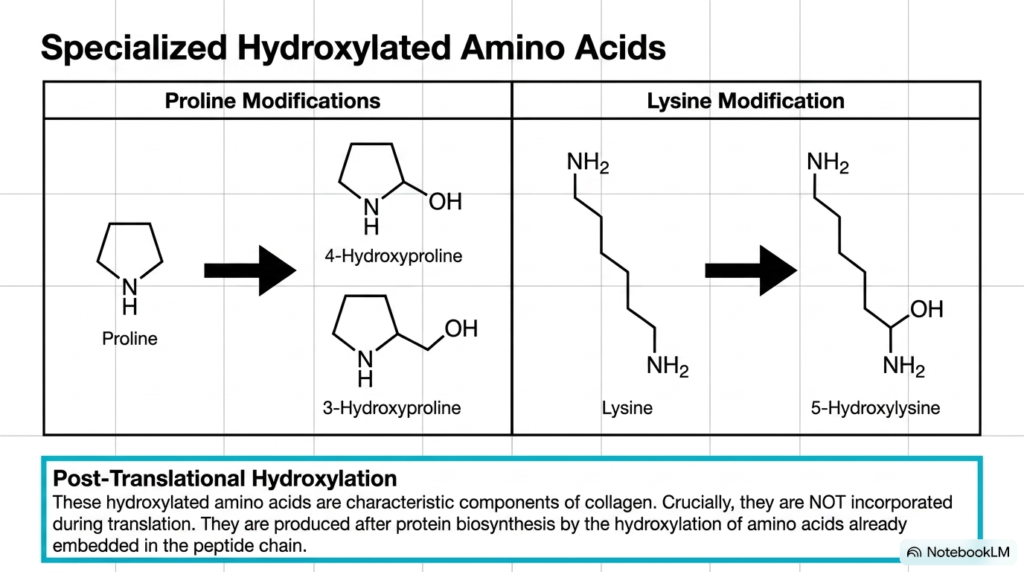Slide 4: Post-Translational Hydroxylation in Collagen Biochemistry