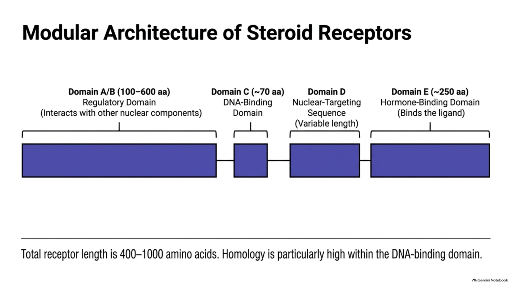 Slide 4: Lipophilic Hormones Mechanism of Action — Modular Architecture of Steroid Receptors