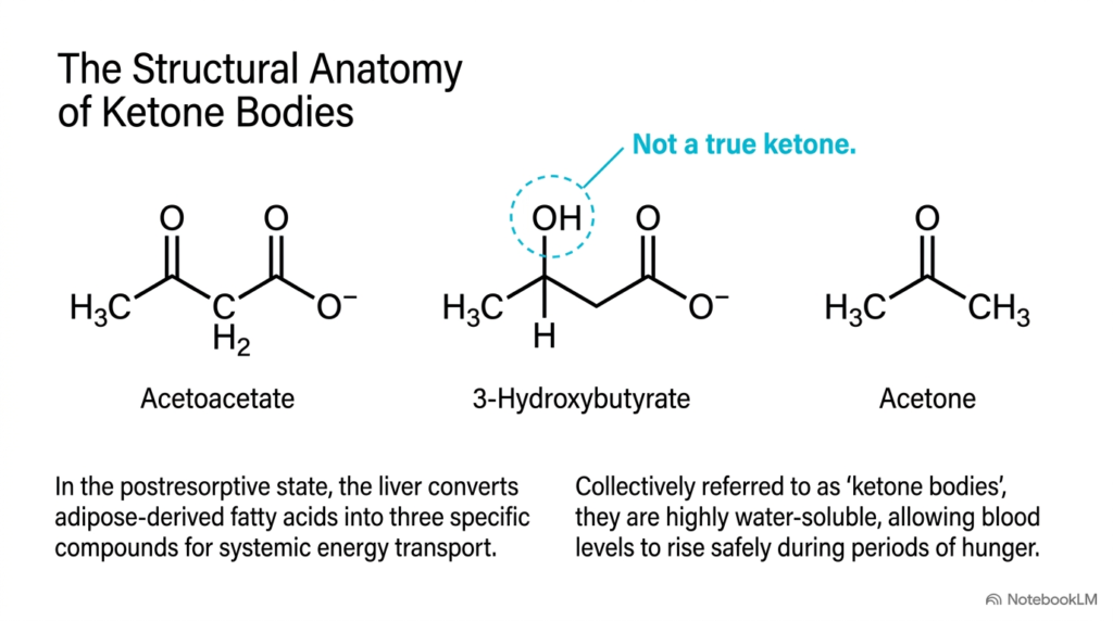 Slide 5: Chemical Structures of Ketone Bodies in Hepatic Lipid Metabolism