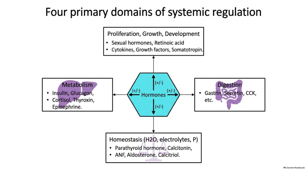 Slide 5: Four Domains of Systemic Regulation in the Biochemistry of Hormones