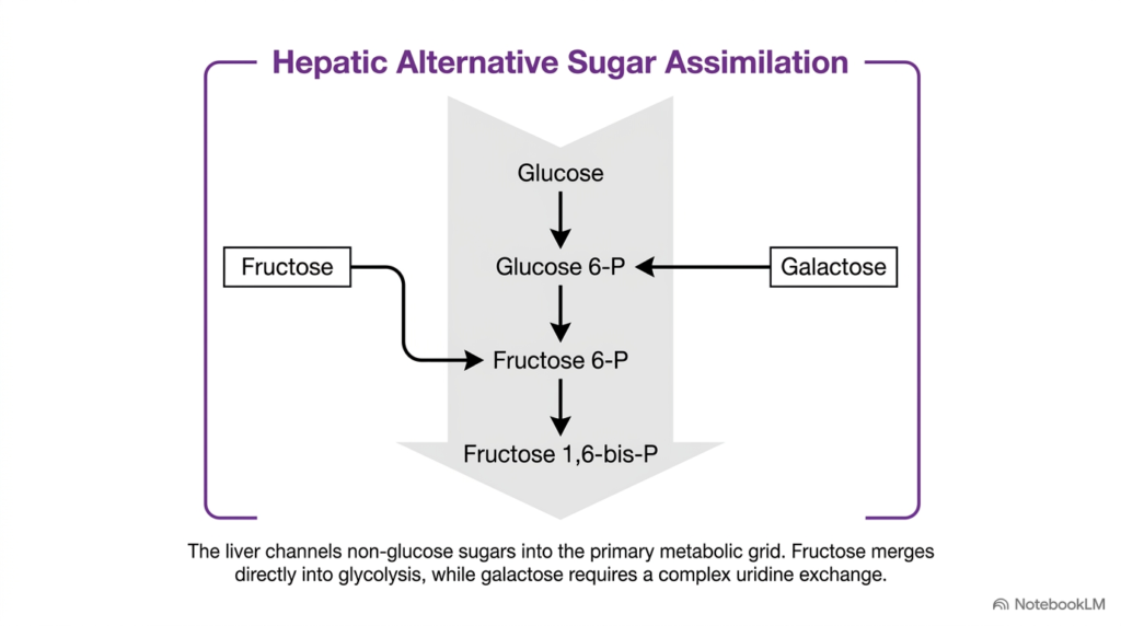 Slide 05: Alternative Sugar Assimilation in Hepatic Carbohydrate Metabolism