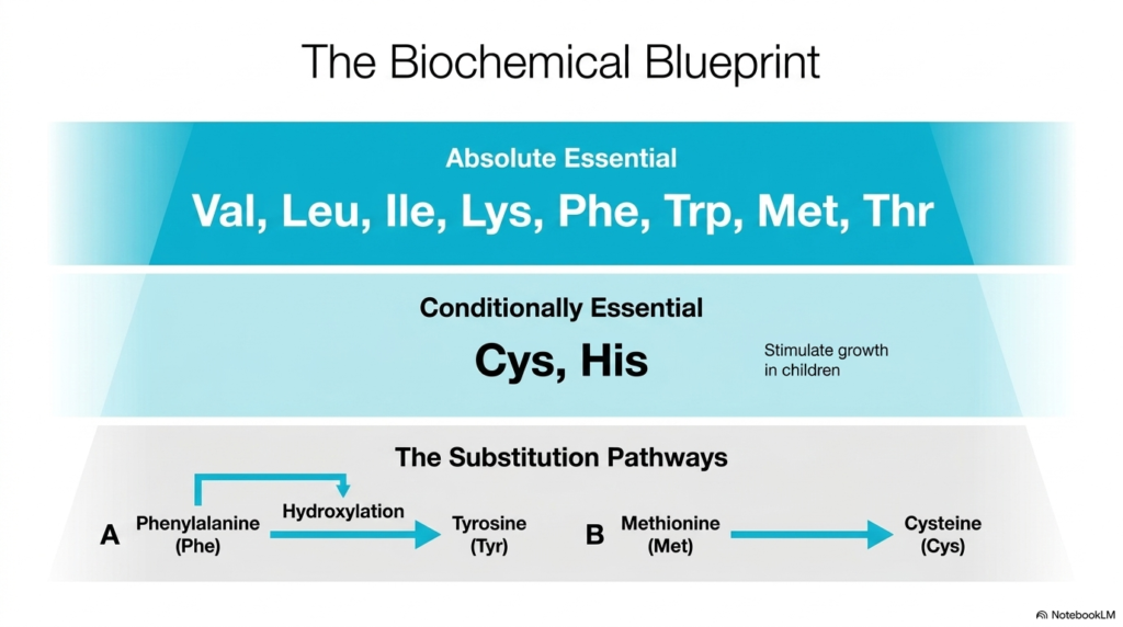 Slide 6: Essential Amino Acids and Substitution Pathways in Macronutrients