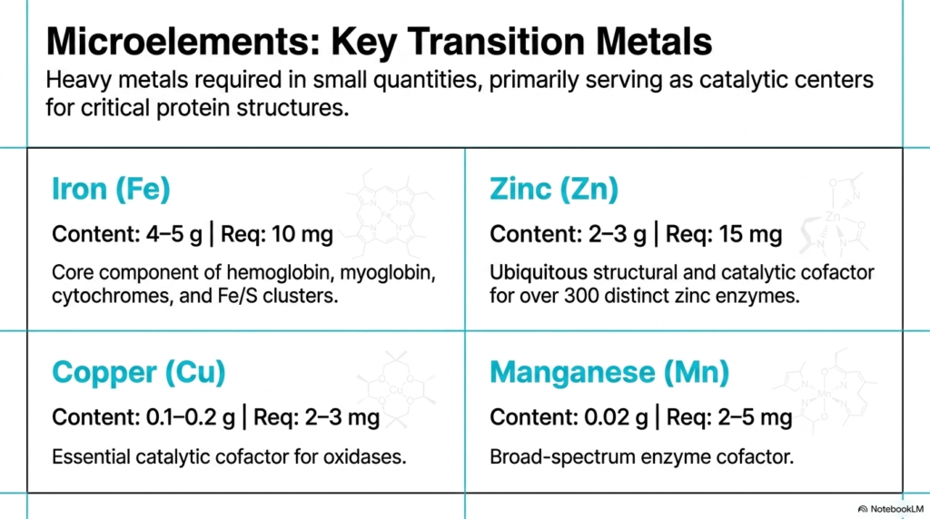 Slide 6: Key Transition Metals as Microelements in Minerals and Trace Elements