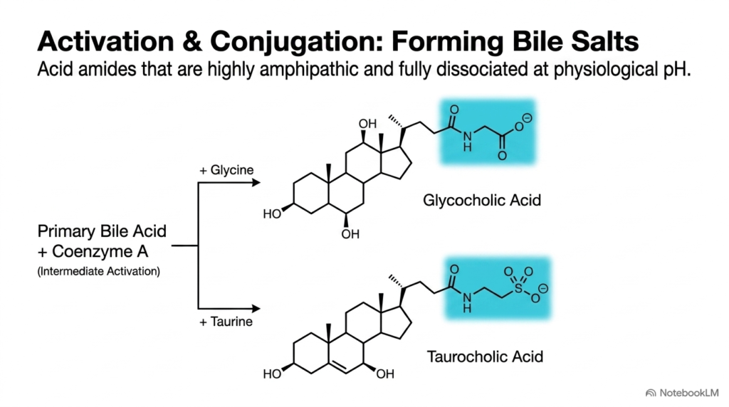 Slide 7: Activation and Conjugation to Form Bile Salts from Bile Acids
