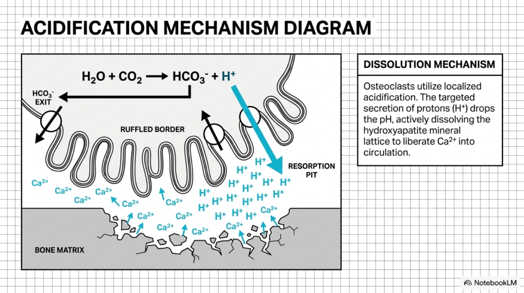 Slide 7: Osteoclast Acidification Mechanisms in Calcium Metabolism