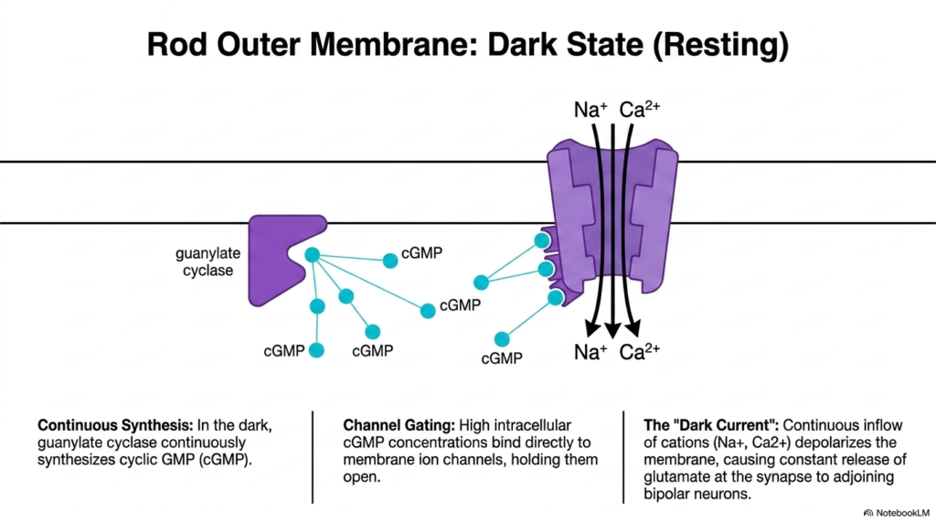 Slide 07: Biochemistry of Vision - Rod Outer Membrane Dynamics in the Dark