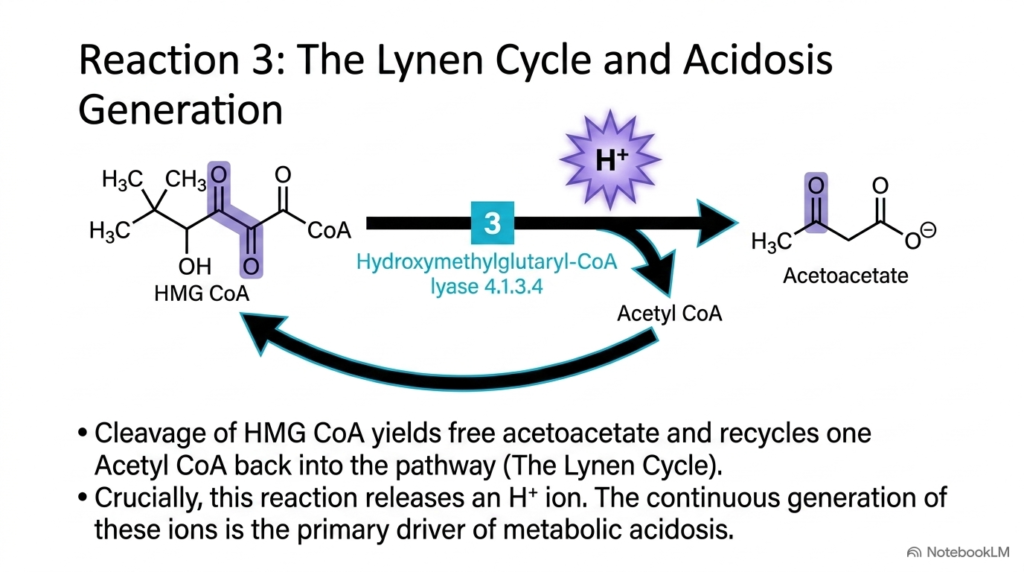 Slide 8: Reaction 3 – The Lynen Cycle and Acidosis in Hepatic Lipid Metabolism