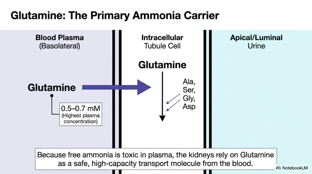 Slide 08: Glutamine as the Primary Carrier in Renal Acid-Base Balance
